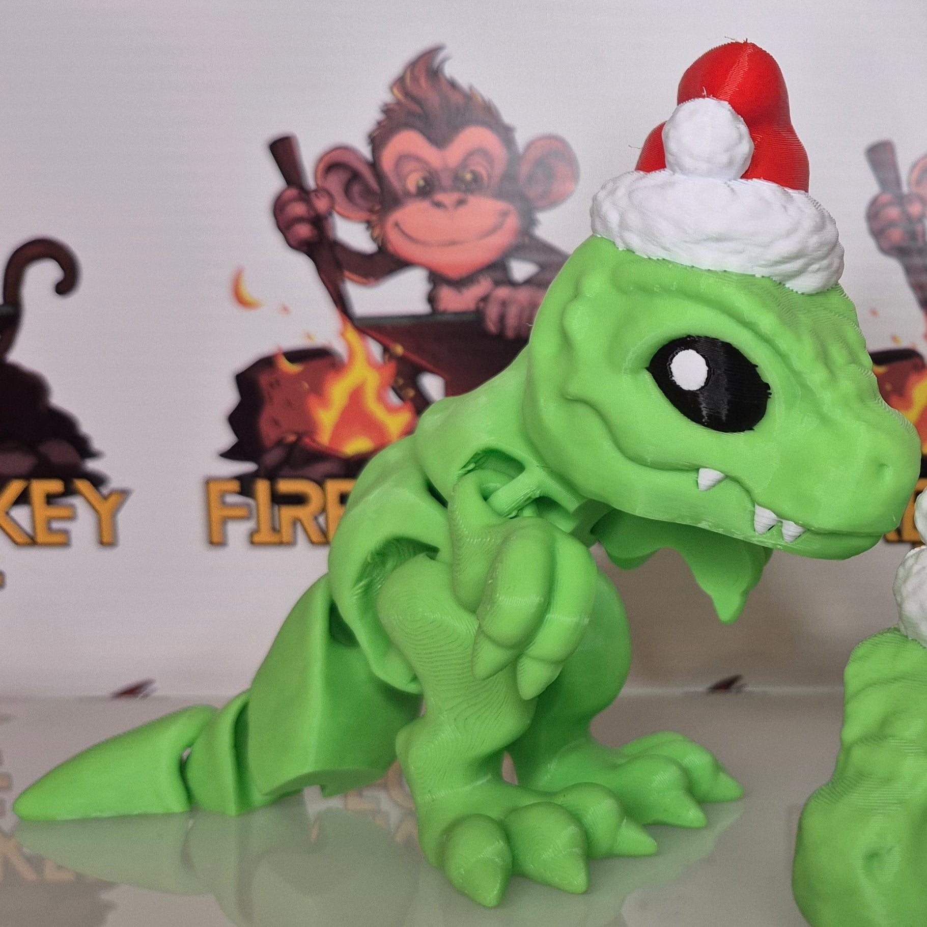 Dino T-rex Green Santa Hat