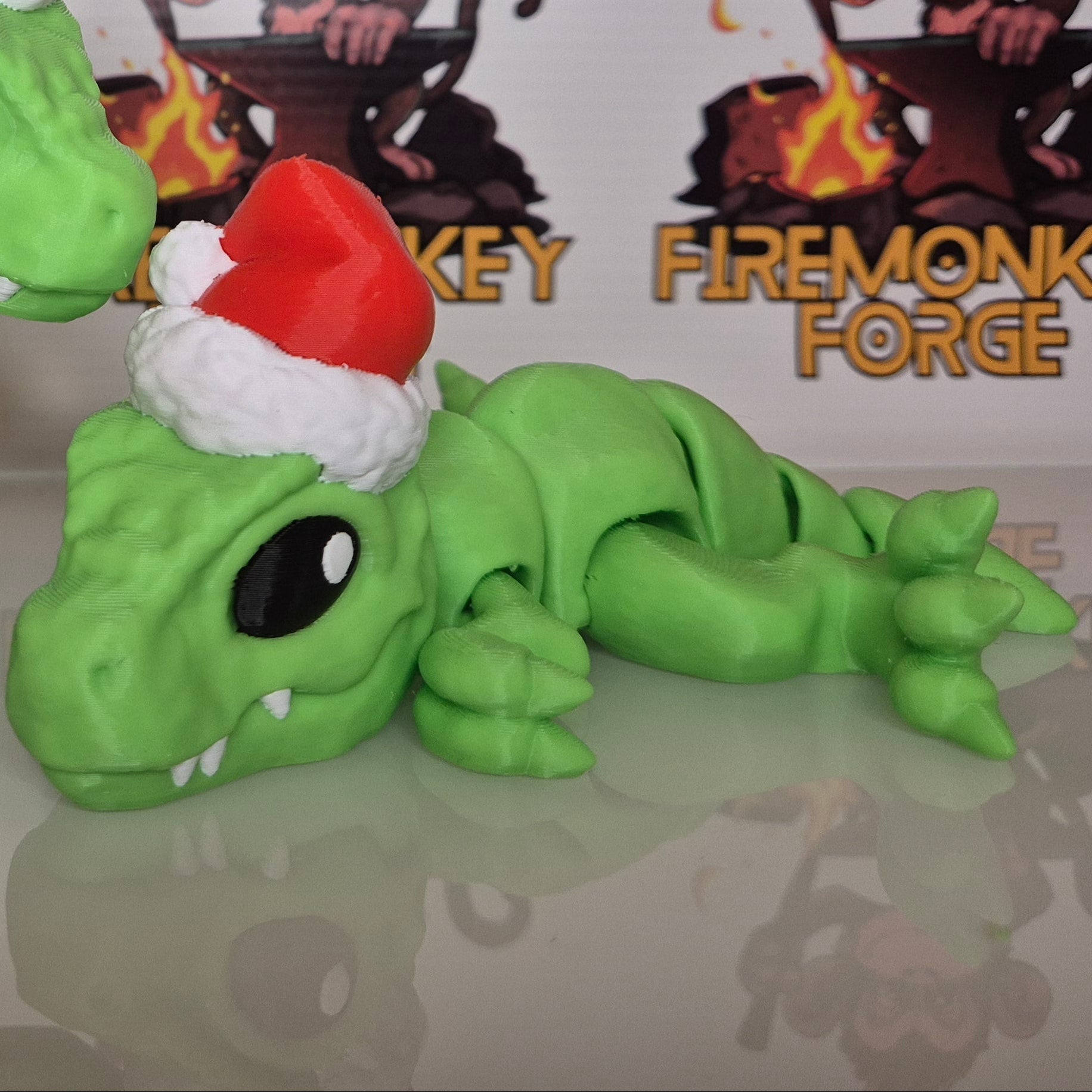 Dino T-rex Green Santa Hat