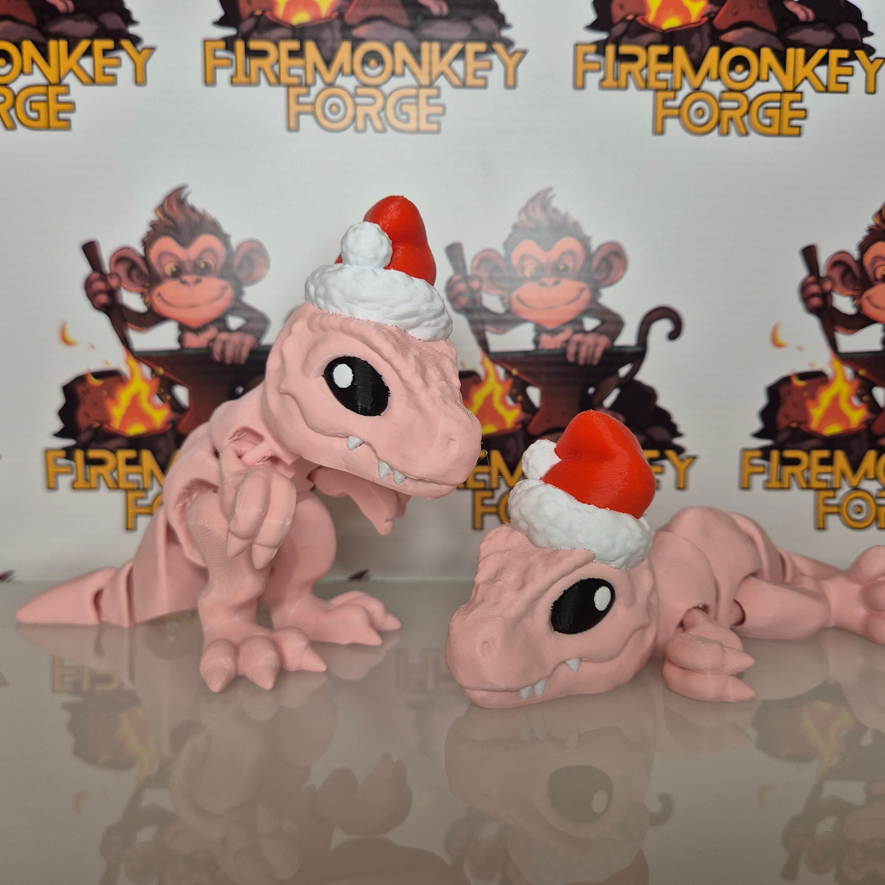 Dino T-rex Pink Santa Hat