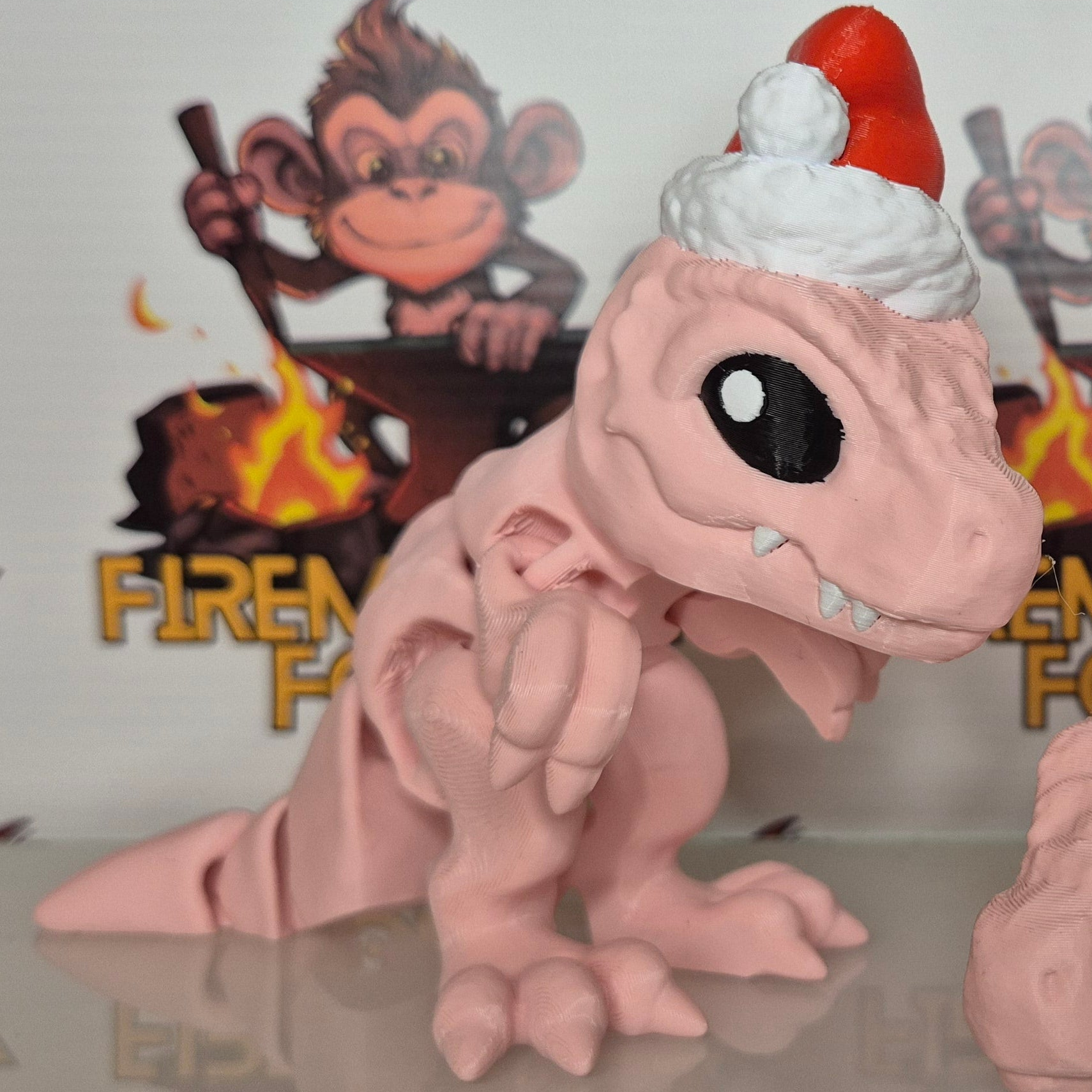 Dino T-rex Pink Santa Hat