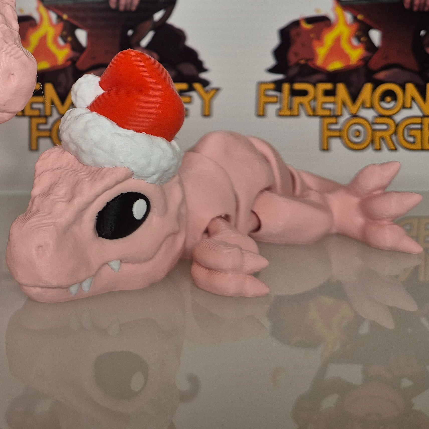 Dino T-rex Pink Santa Hat